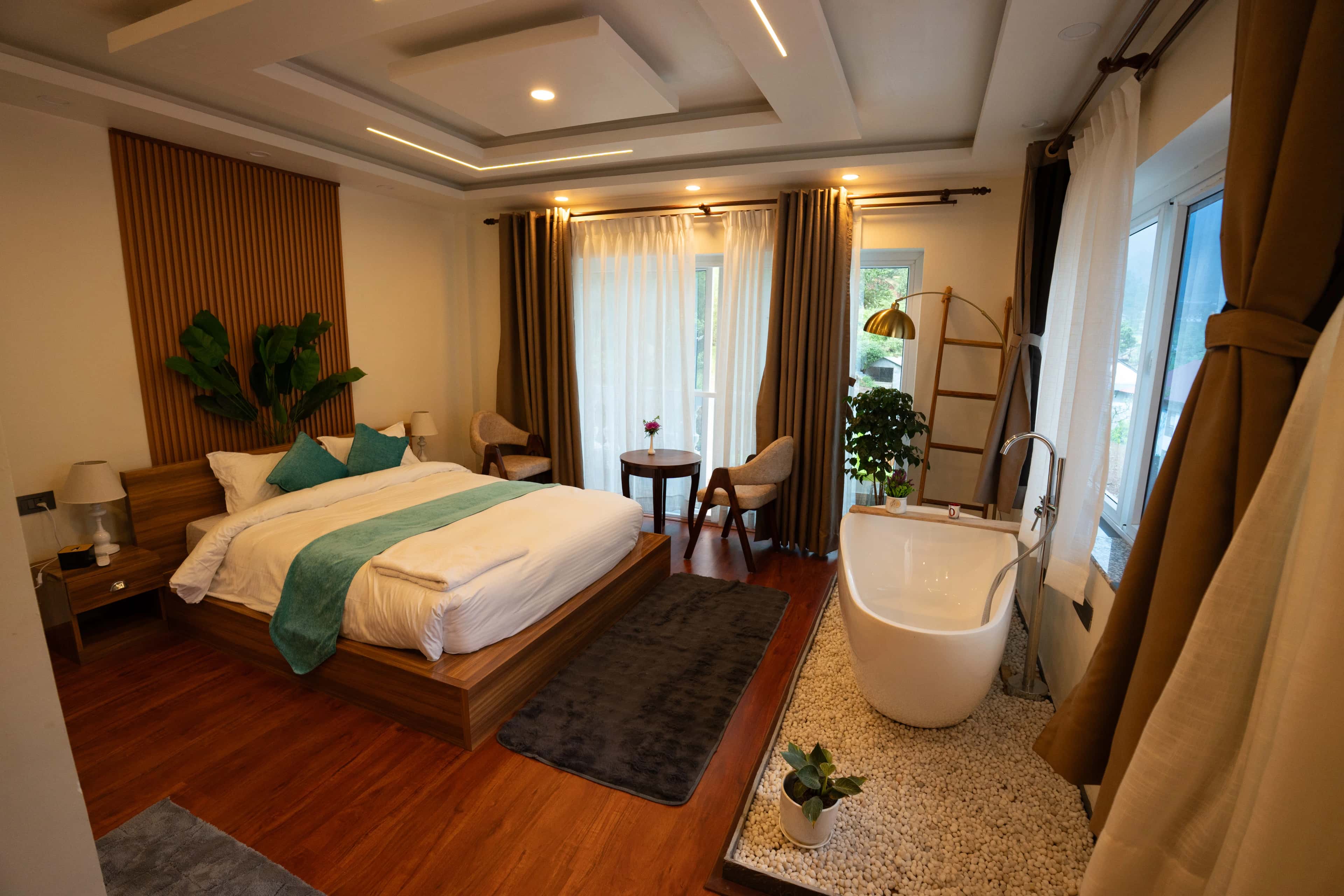 Master bedroom with king bed at The Nest at Chitlang