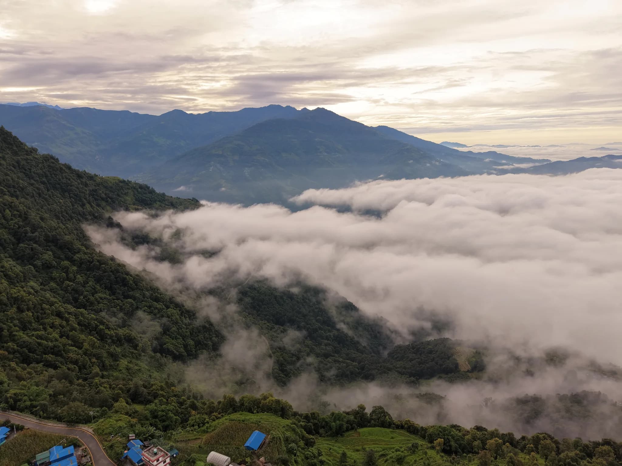 Wake up above the clouds and breathe the Himalayan air.